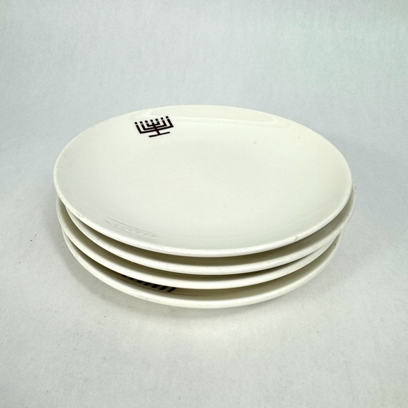 VTG 1970-80s Shenango China Menorah Bread Plates Judaica Restaurant Ware Set/4 - Picture 12 of 12